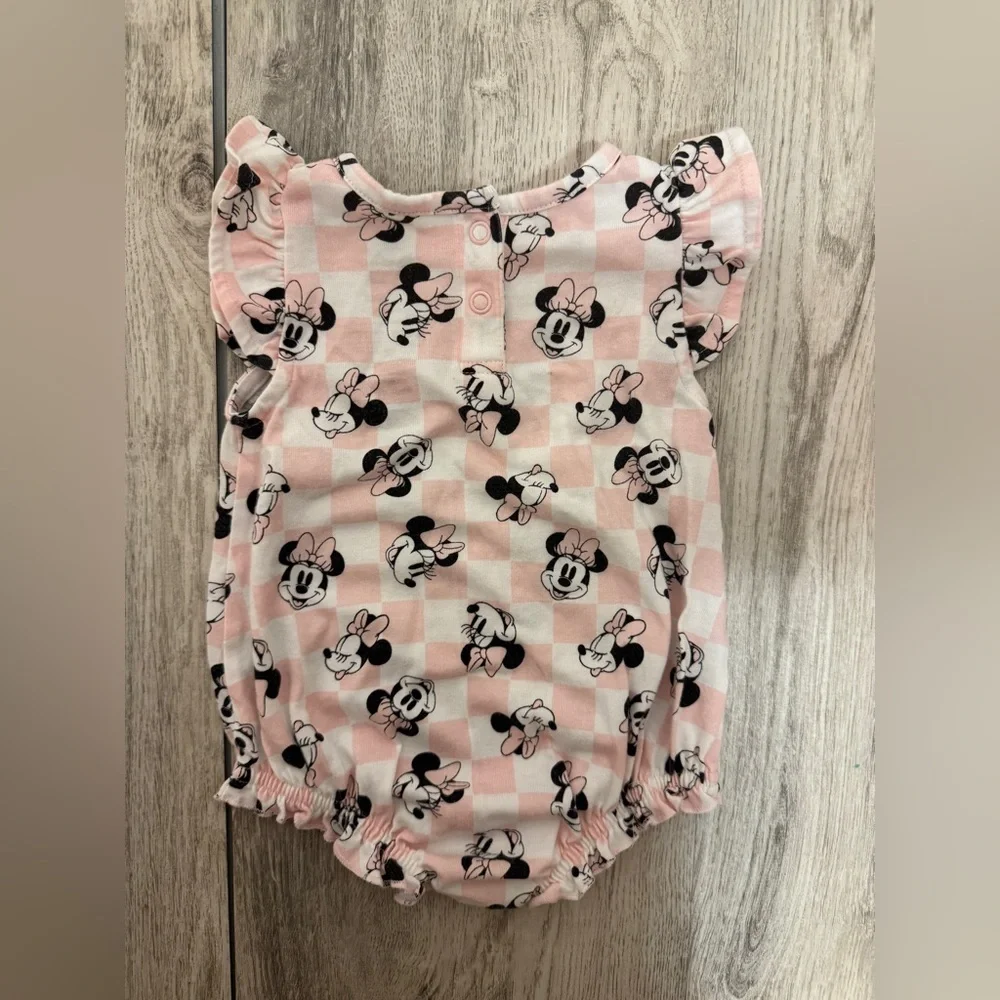 Pink and White Minnie Mouse Baby Romper